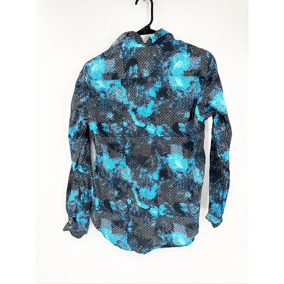 Robert Graham Baccus Geo Print Blue Classic Fit Button Up Dress Shirt Size Small - Picture 3 of 6